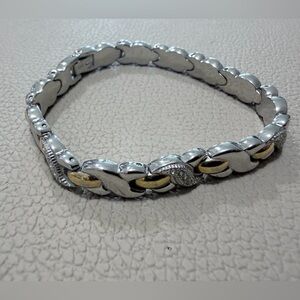 Two-Tone Silver and Gold Link Bracelet - Women Jewelry
